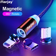 Магнитный usb-кабель Marjay для быстрой зарядки iphone, кабель Micro USB type-C для samsung, Xiaomi, huawei, провод зарядного устройства для мобильных телефонов