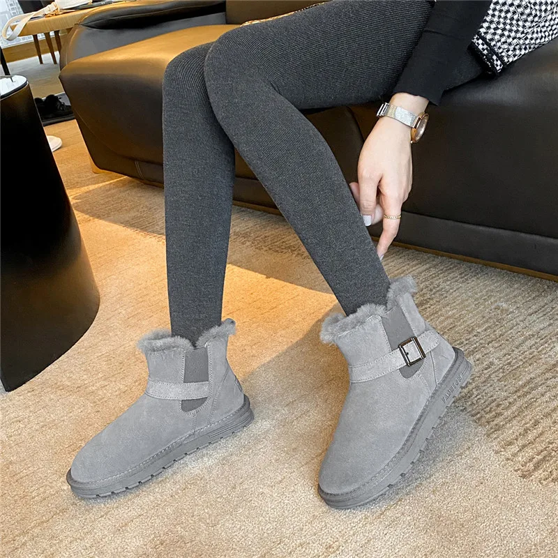 Winter 2021 women's shoes ladies snow boots warm suede ankle boots plush ladies shoes