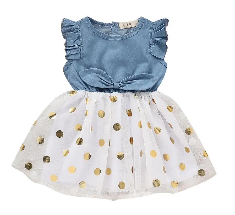Toddler Kids Baby Girls Princess Summer Floral Dress Kid denim Dresses Lace Tulle Sundress Ruffled Sleeveless Gown | Детская одежда и