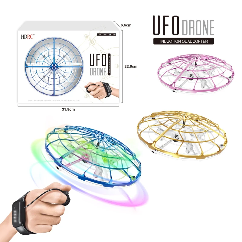 Инфракрасные часы гравитационная индукция Smart Hover UFO Радиоуправляемый Дрон 100 м 3D рулон фиксированный удерживающий Безголовый режим распознавания жестов НЛО Квадрокоптер