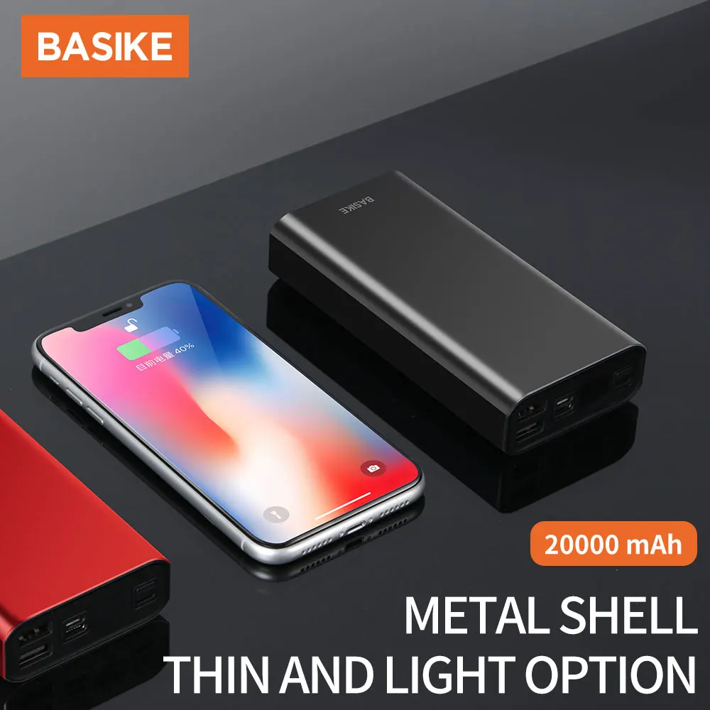 BASIKE PT71P Power Bank 20000mAh Portable Powerbank for iPhone External Battery Portable Charge PoverBank Spare Battery for Phon best wireless power bank