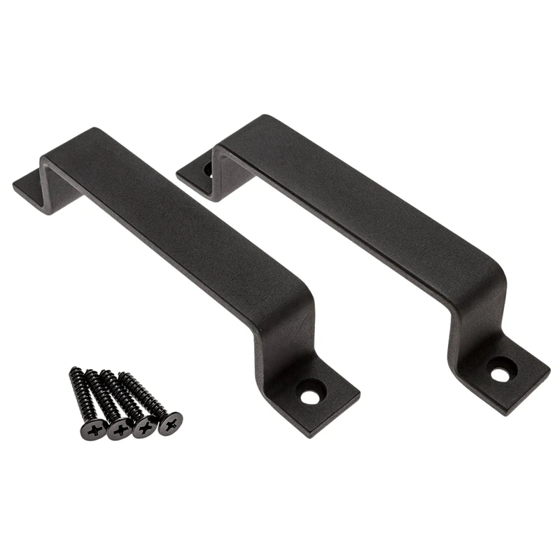 

2 Pcs Black Sliding Barn Door Handle Pull Set for Gate Kitchen Furniture Cabinet Closet Drawer Screws Included