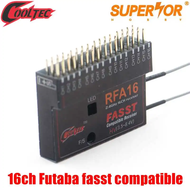 

cooltech RFA16 16ch Futaba fasst compatible receiver for 10CG 12FG 14MZ 14SG 16SZ 18MZWC
