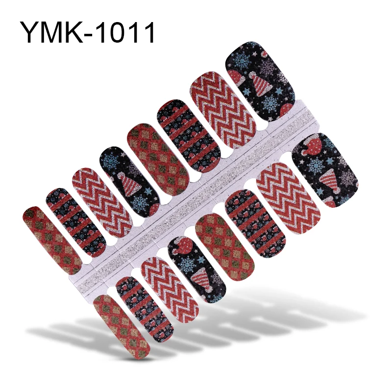 YMK-1011 16 постов/1 Лист наклейки для ногтей УФ-гель лак для ногтей Обертывания полоски полное покрытие красочные наклейки-лак для ногтей Переводные картинки Маникюрный Инструмент - Цвет: YMK-1011