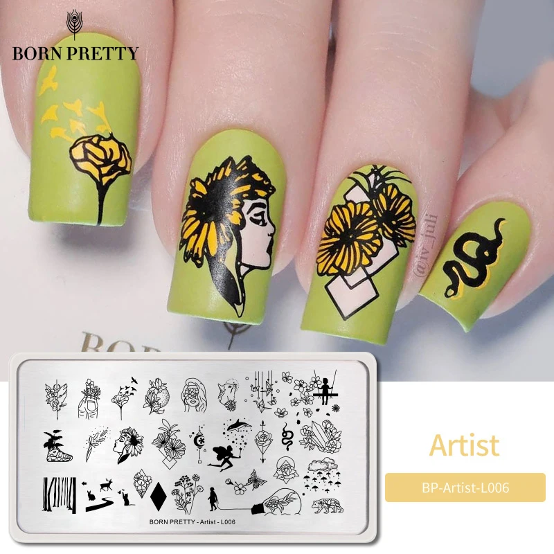 free gambar animasi Born Pretty Stamping Plates Flower Butterfly Simple Line Drawing Terbaru