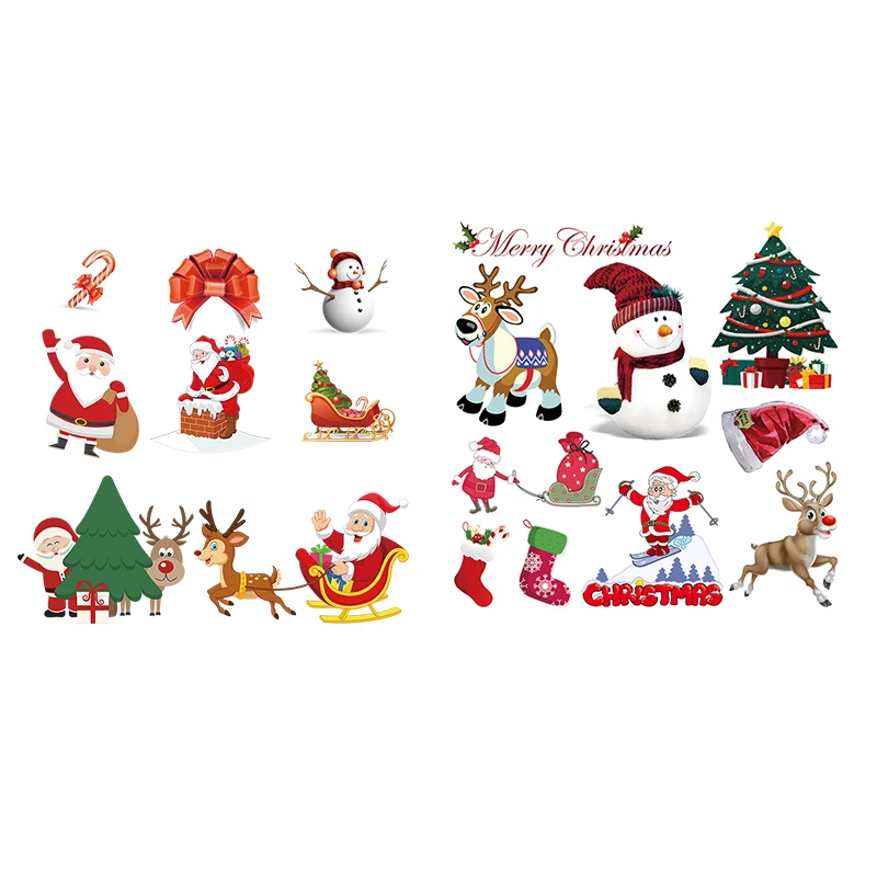 Santa Claus Snowman Patches Set Iron On Applique For Kids Clothing Heat Transfer Stickers Christmas Sock Trees Parches | Дом и сад