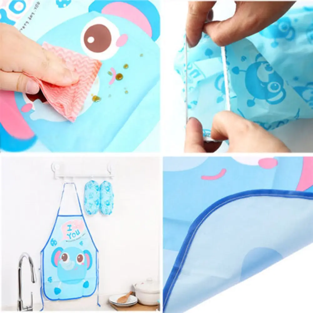 Cartoon Kids Children Apron Set Waterproof Art Painting Kitchen Apron Sleeves Painting Cooking Bib Aprons Baking Aprons