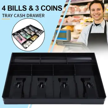 

Cash Drawer Register 4Grids ABS 4 Bills 3 Coins Security Garage Sales Store Cash Drawer Cashier Storage Box Insert Tray