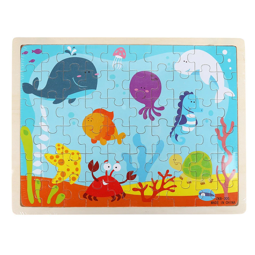 Wooden Jigsaw Puzzles Toys Cartoon Animals Educational Toys For Children Exquisite Fun jigsaw puzzle Holiday Gift #B