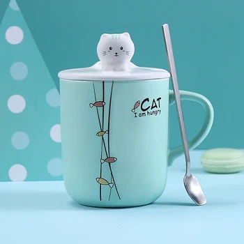 

Cute Ceramic Coffee Cup Mug Office Large Capacity with Lid Spoon Ceramic Mug Travel Mug Coffee Personalized Travel Mug Bb50