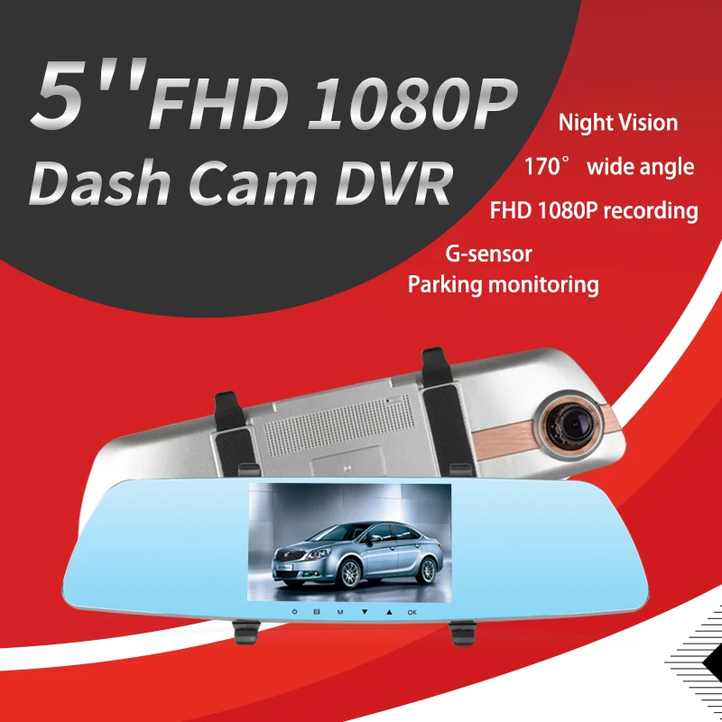 

Car DVR camera sprint camera automatic 5" full HD 1080P rearview mirror DVR digital video recorder night vision dual lens