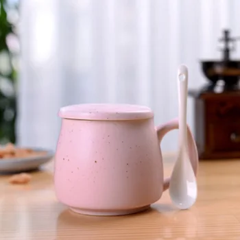 

Concise Style Starry Sky Solid Color Ceramic Mug Coffee Milk Cup Teacup with Lid for Home Office Cafe (Pink)
