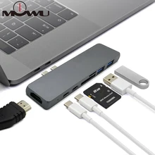 USB-C концентратор к HDMI адаптер Thunderbolt 3 USB C Узловая док-станция с USB 3,0 концентратор PD TF SD кард-ридер для MacBook Pro