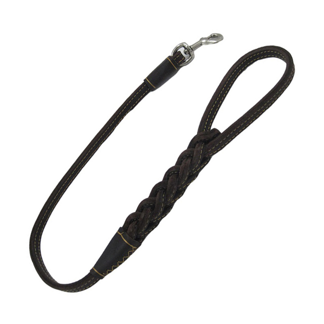 Dog Leash Short One step traction rope Braided Real Leather Big dog Walking Leashes 80cm Lead for German Shepherd dogs