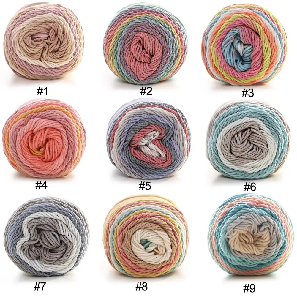 100g Woolen Yarn Hand-Knitted Wool Rainbow Cotton Line Gift Warm Hat Scarf Hand-Woven Winter Sweater Soft