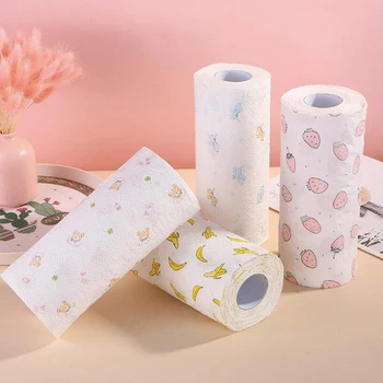 

50 sheet/roll Reusable Lazy Rag Bamboo Towels Kitchen Dish Cloth Paper Towel Roll Organic Washable Dish Cloths New