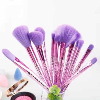 

12PCS Mermaid Shape Makeup Brush Fish Scale Foundation Powder Eyeshadow Unicorn Makeup Brushes Contour Blending Cosmetic Brushes