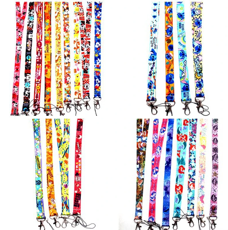 

New 10 pcs/20 pcs/50 pcs princess mickey minnie stitch Lanyard Key Lanyard Cosplay Badge ID Cards Holders Neck Straps Keyring