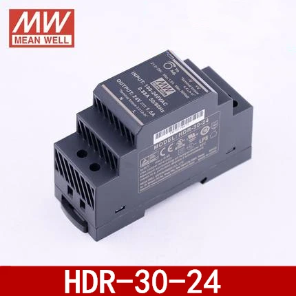 Оригинал Mean Well HDR 30 24 DC 24V 1.5A 36W meanwell ультра тонкая ступенчатая форма din рейка