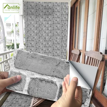 

FUNLIFE Hot Selling American Kitchen Decoration Wall Sticker Gray Imitation zhuan wen Cross Border Wall Sticker Tiles Floor Visi