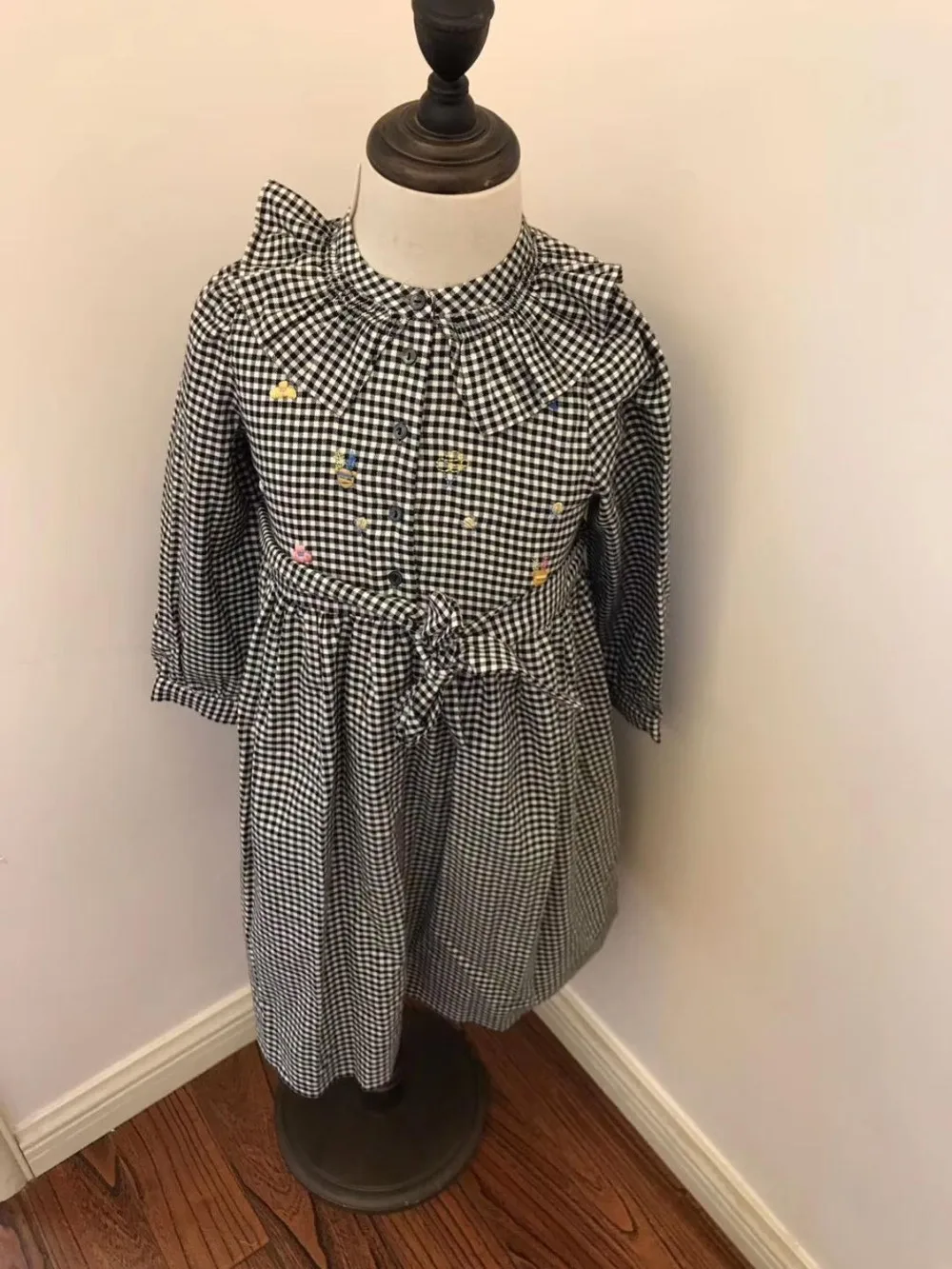 Girls_dress_long_sleeve_cotton_floral_pattern_blue_color_dress_boutique_kids_clothes_princess_girls_ (3)