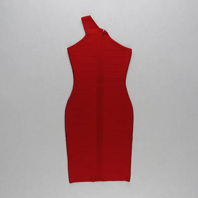 Женское Красное на одно плечо знаменитостей Vestidos бандажные элегантные коктейльные Вечерние Платья До Колена летнее платье-бодикон без рукавов