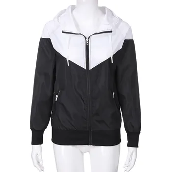 

Women's Fashion Womens Long Casual Sleeve Patchwork Thin Skinsuits Hooded Zipper Pockets Sport Coat