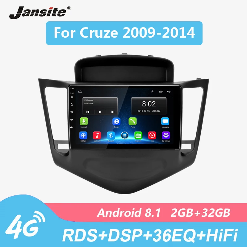 Jansite 4G RDS " Автомагнитола для Chevrolet Cruze 2009- Android 36EQ 2G+ 32G сенсорный экран мультимедийные видеоплееры с CANBUS