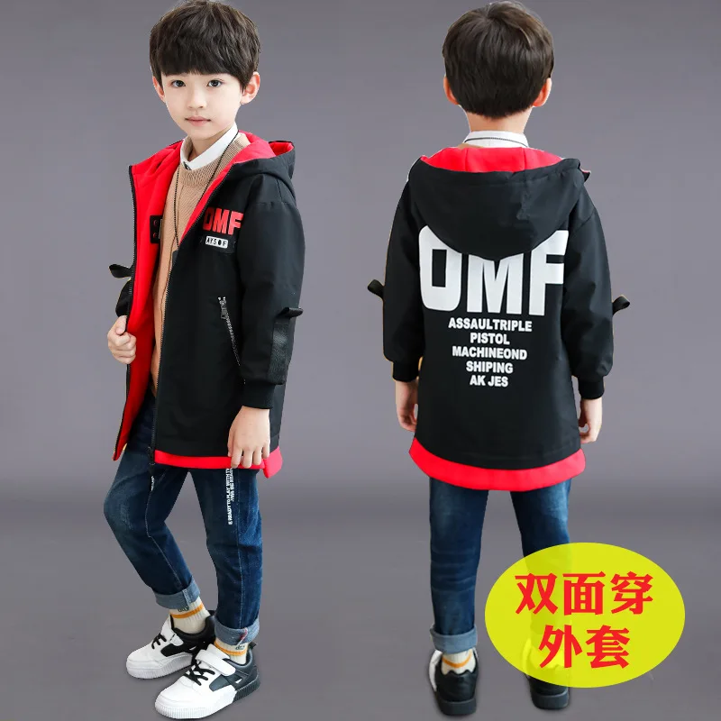 

BOY'S Autumn And Winter Coat Mid-length 2019 New Style CHILDREN'S Garment Thick Western Style Raincoat Jacket Fashion 10-Year-Ol