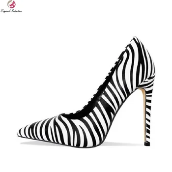 

Fashion Zebra Print Pumps Women Shoes Pointed Toe Shallow Thin High Heels Party Wedding Femmes Shoes Zapatos Mujer Big Size 43
