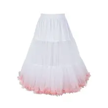 60cm Frauen Lolita Candy Cloud Tüll Petticoat Kontrast Farbe Rosa Rüschen Puffy Midi Lange Tutu Rock Hoopless Elastische Wa