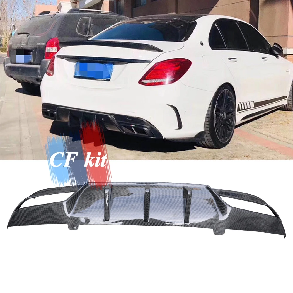 CF комплект из углеродного волокна задний бампер диффузор для Mercedes Benz C Class W205 4