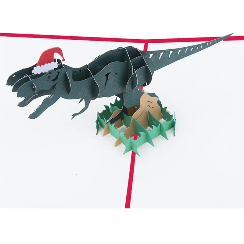 Бумажная скульптура 3D Динозавр ручной работы поздравительные открытки вечерние украшения подарок на день рождения мультфильм выдолбленные рождественские открытки