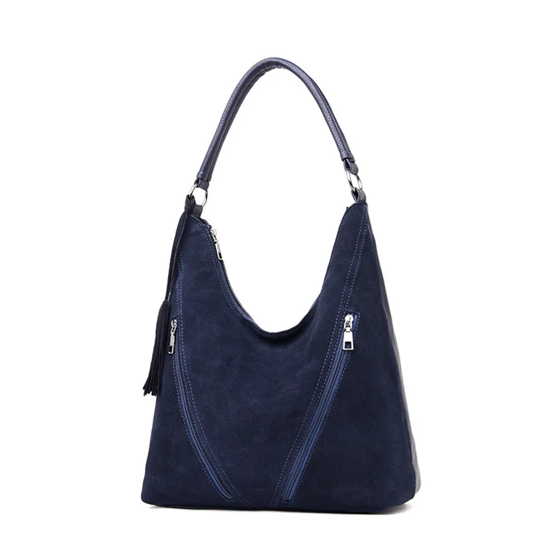 Высококачественные сумки, замшевая кожаная сумка на плечо, Большая вместительная многофункциональная сумка, сумки через плечо, женская сумка через плечо - Цвет: Темно-синий