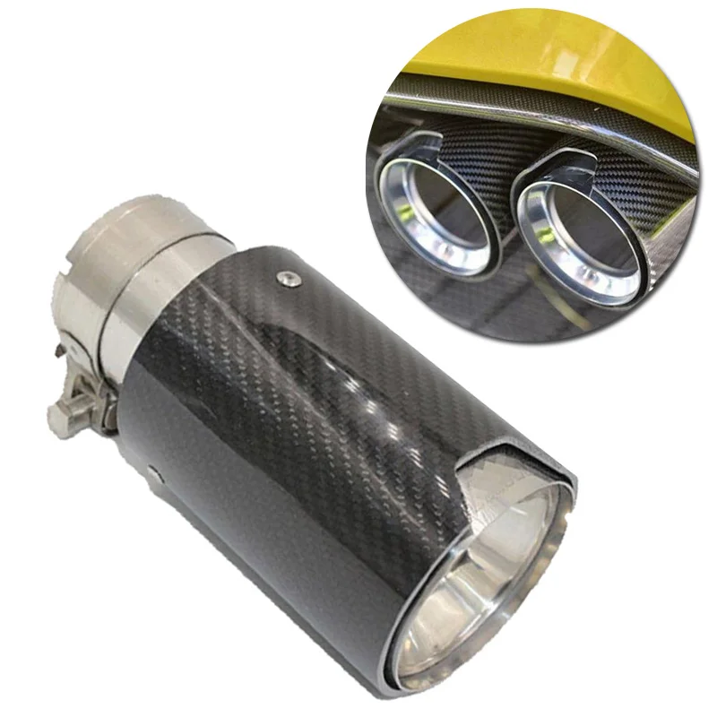 

Carbon Fiber Exhaust Pipe Tip Car ID 2.5" For BMW 90mm 63mm 180mm Part