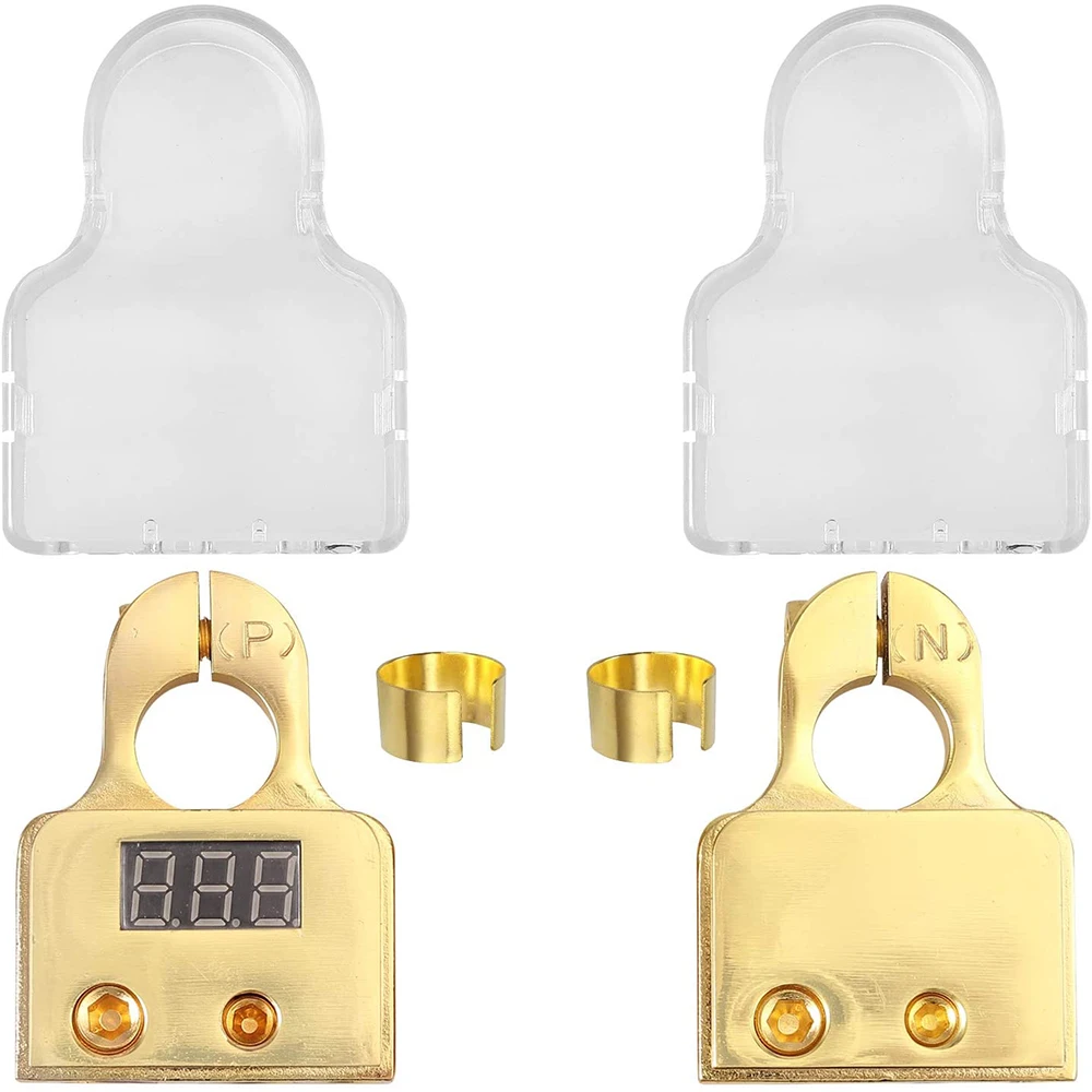 Car Battery Terminal Connectors Voltmeter Positive Negative Battery Shim Post Clamp Cable Ends for Auto Camper Trailer battery terminals car battery accessories