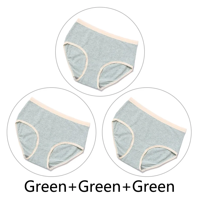 3Pcs/Lot Seamless Cotton Panties Women Underwear Soft High Waist Sexy Briefs Big Size 2XL-4XL Graphene Antibacterial Lingerie - Цвет: Green Green Green