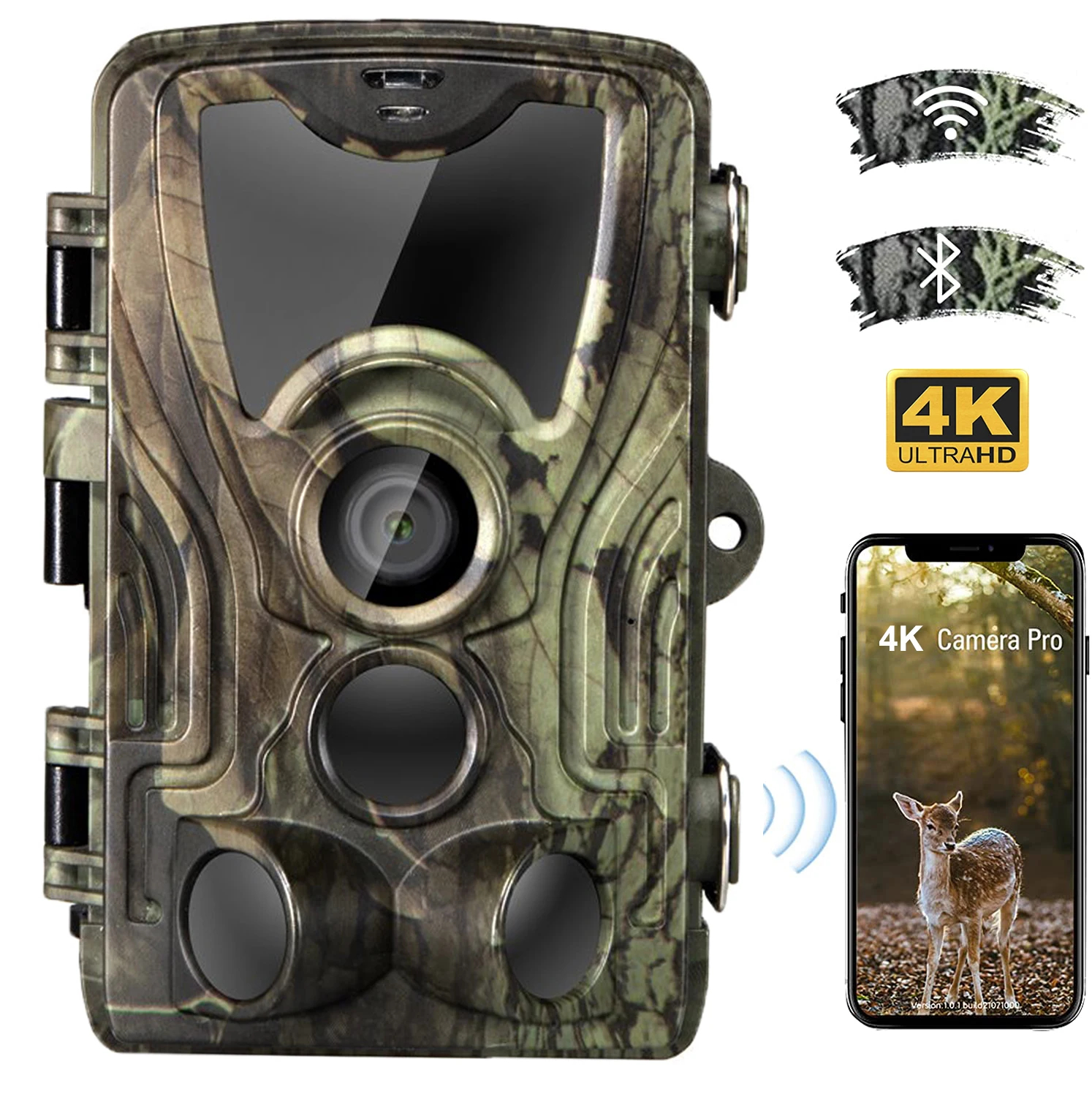 Hunting Trail Camera Trail Camera 4K Video Live Show Hunting Trail Camera 30MP WIFI801PRO APP Bluetooth Control Night Vision Photo Trap Cameras