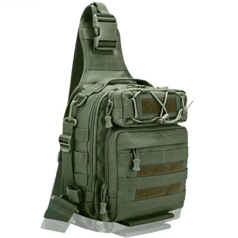 Large Army Green Сумка для рыболовных снастей, водонепроницаемый нейлоновый рюкзак на одно плечо, 2 размера, открытая ручная сумка на грудь для кемпинга, походов, охоты - Цвет: Large Army Green
