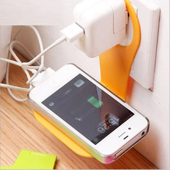 

4Pcs Foldable Random Color Plastic Cell Phone Stand Holder Wall Charger Hanger Holder Cradle Universal Adjustable Charging Rack