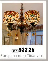 Тиффани-барокко витраж подвесной светильник E27 светодиодный железная цепь подвесной светильник ing лампа для дома, гостиной столовой