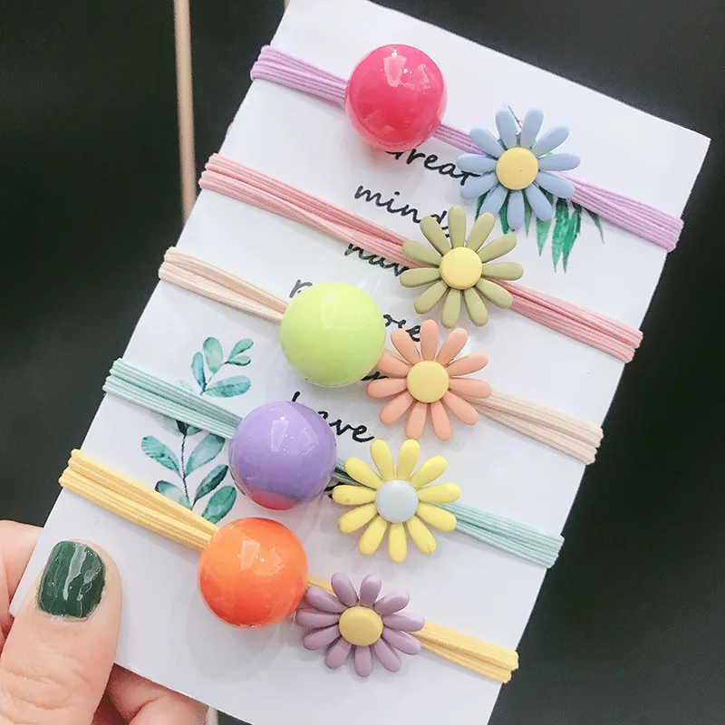 

Flower Candy Girls Hair Bands Sweety Elastic Rubber Bands Hair Ties for Girls Hair Ponytail Holder Rope Kids Hair Accessories