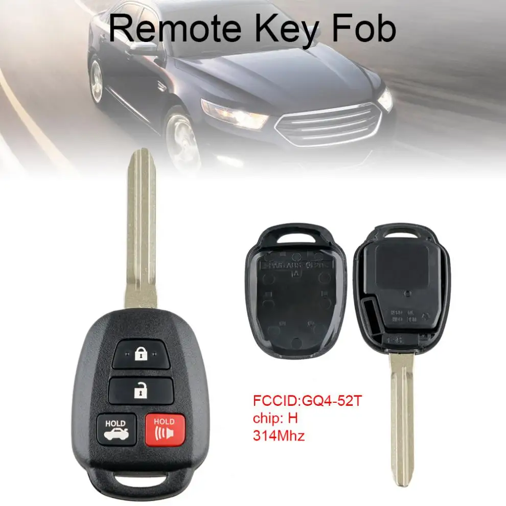 

314Mhz 4 Buttons Keyless Entry Remote Car Key Fob with H Chip GQ4-52T Fit for 2014 2015 2016 Toyota-Highlander New