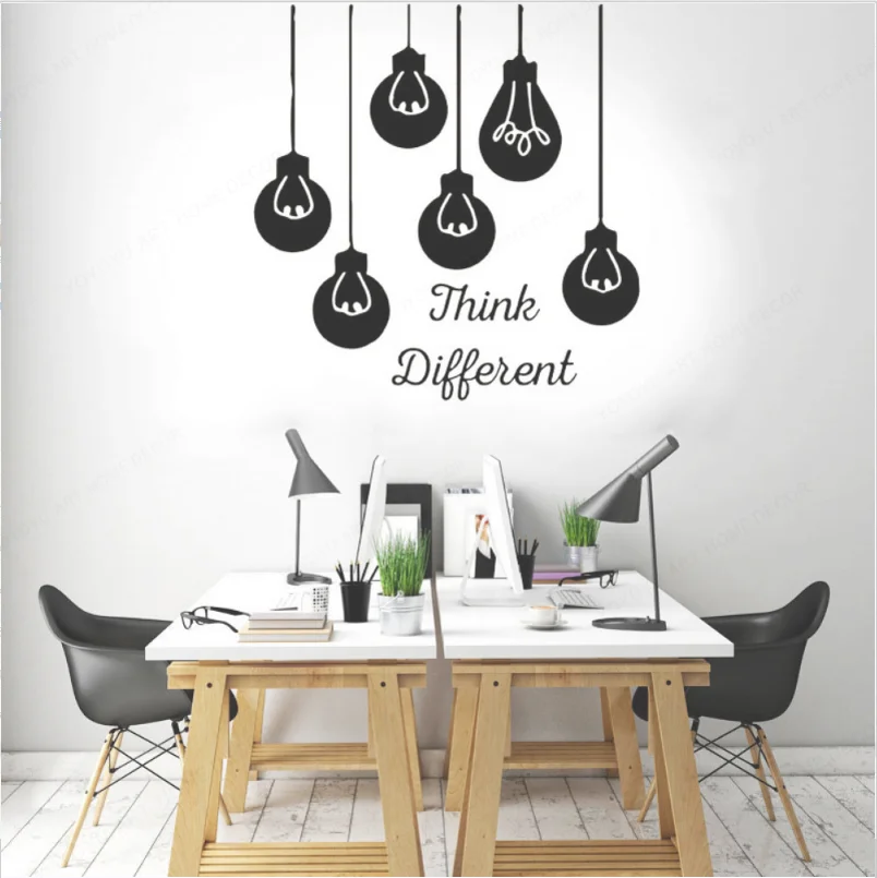 YOYOYU Think Different Quotes Business Office Wall Art Sticker Vinyl Interior Decor Light Bulb Decal Team Work HL133 | Дом и сад