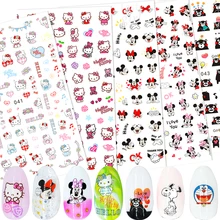 Самоклеющиеся милые Мультяшные животные Микки Кумамон кошка 3d переводные наклейки для ногтей инструменты для маникюра украшения ногтей аксессуары