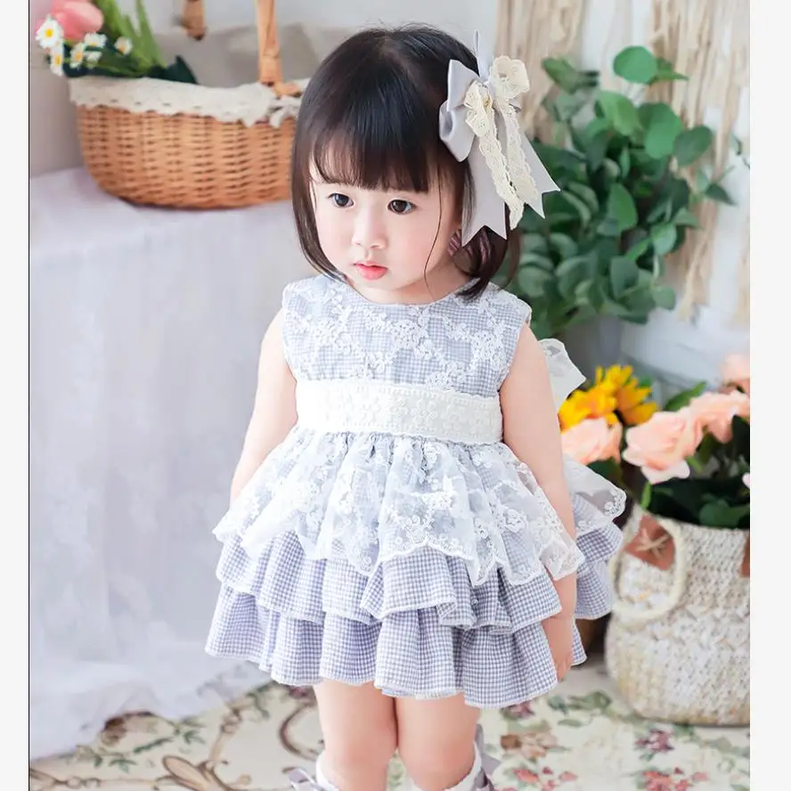 2020 летнее платье принцессы испанской Лолиты кружевное вышитое клетчатое бальное