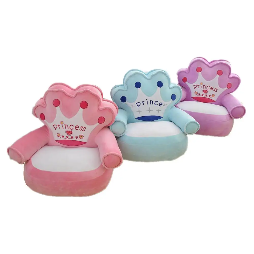 Baby Chair Baby Seats Sofa Cover Bean Bag Chair Cartoon Crown Toddler Nest Puff Seat Kids Seat Cover Bag Cover Unfilled Children