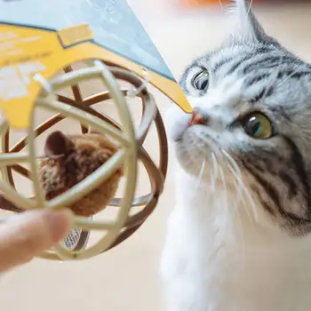 

Plush Small Mouse Trapped In Hollowed Ball Pet Durable Scratch-resistant Toy For Cats hot