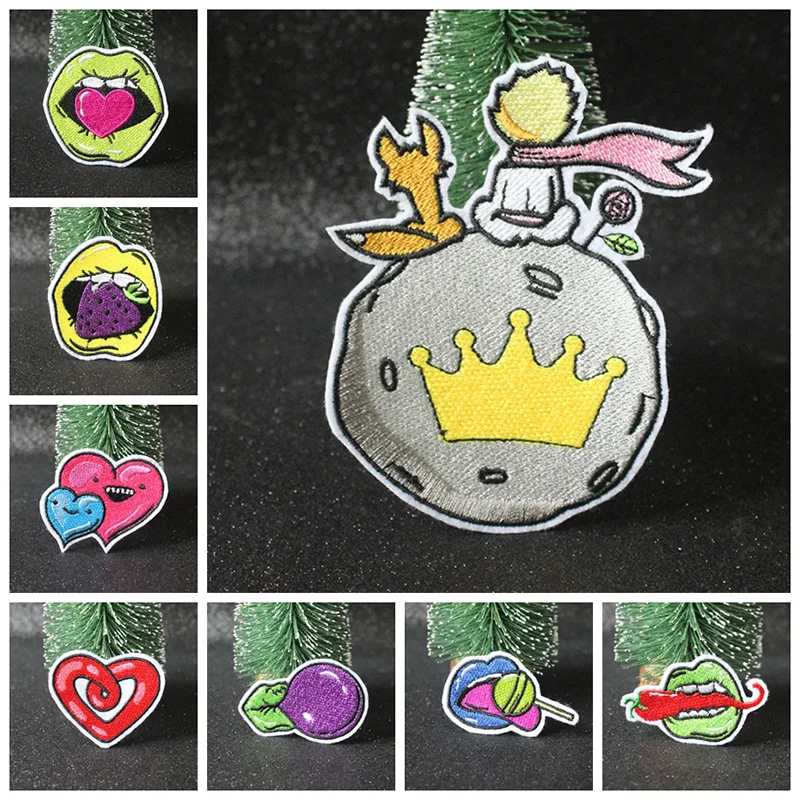 Вышитые нашивки Nicediy Little Prince для одежды с сердцем губами термоклейкие на одежду
