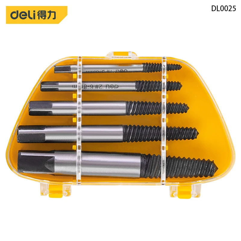 

Deli Five-Piece Screw Extractor Damaged Screw Extractor Drill Bit Extractor Bolt Extractor Bolt Stud Remover Tool